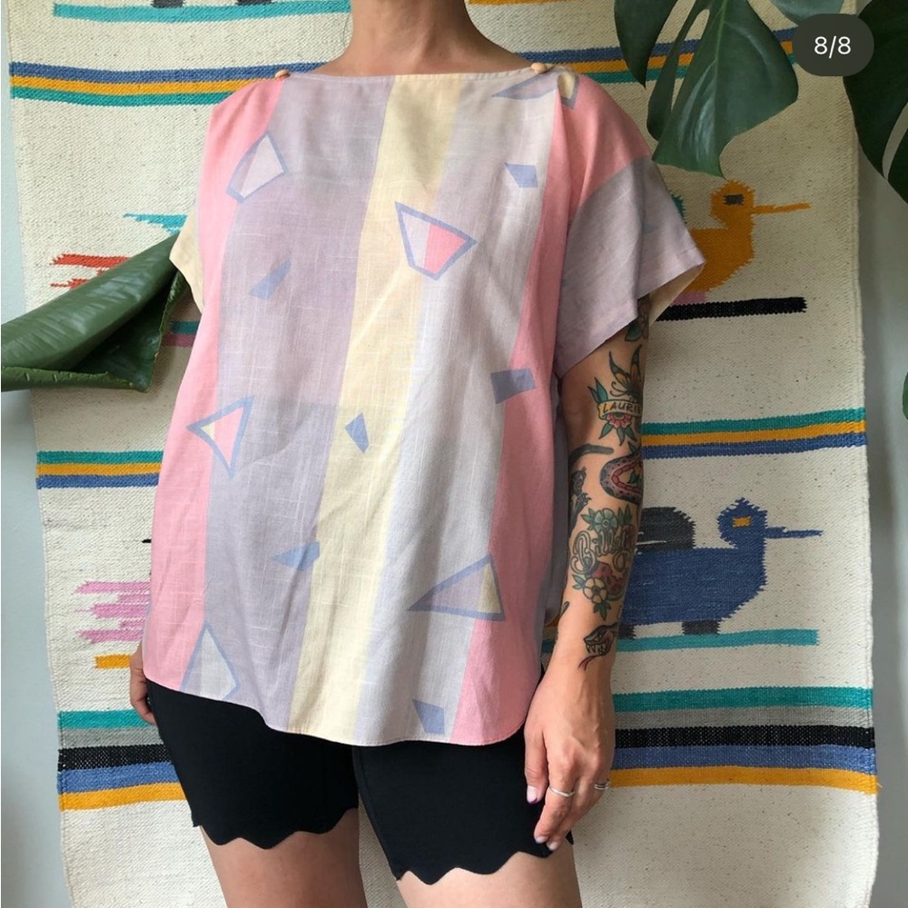 Vintage Retro Sherbert Pastel Shapes Top - super unique!
